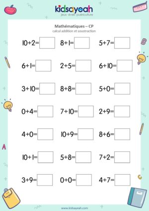 exercice math addition de 0 a 10 CP