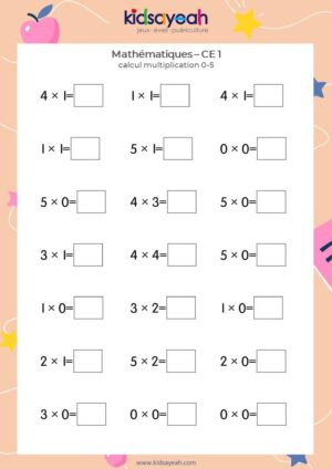 Exercices de multiplication CE1