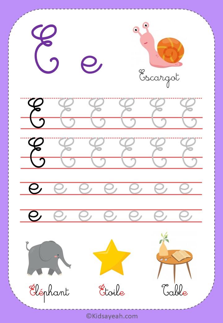 Apprendre à écrire la lettre E