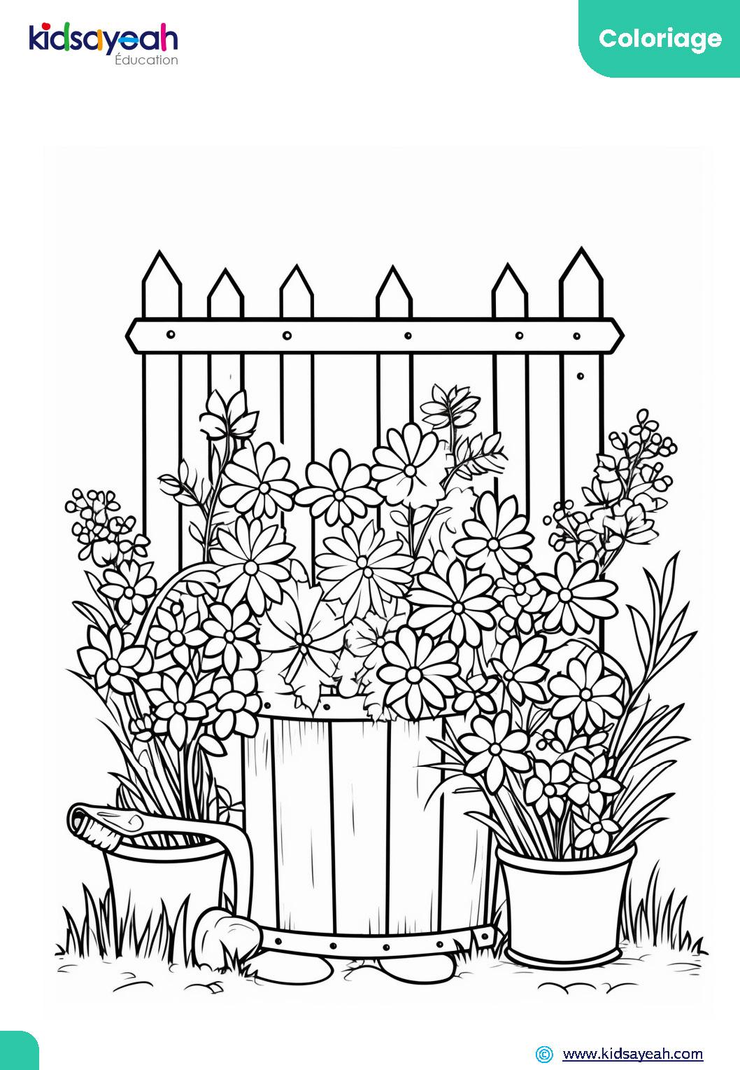 Coloriage de fleurs et jardins pour enfant