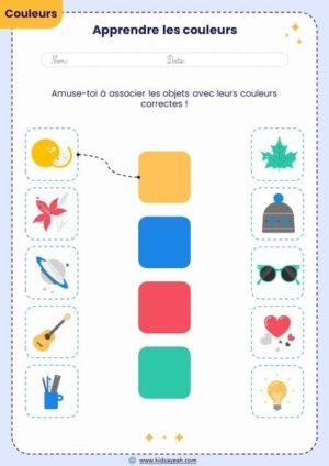 Apprendre les couleurs-associer les objets avec leurs couleurs correctes