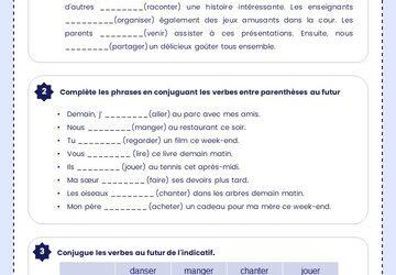 Exercices de conjugaison CE2 – Le futur de l’indicatif – 1