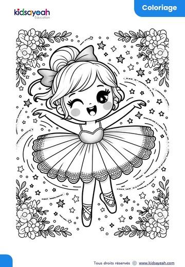 coloriage-kawaii-ballerine-avec-etoiles-et-fleurs-pour-enfants