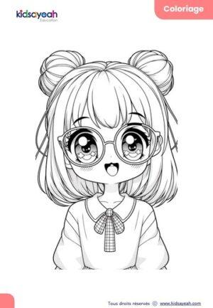 coloriage-manga-fille-avec-lunettes-et-couettes