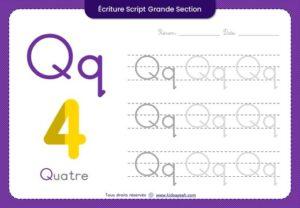 écriture script maternelle GS lettre Q