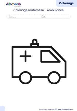 Coloriage maternelle simple – Ambulance