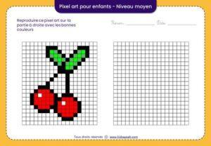 pixel art facile pour enfants-cerises
