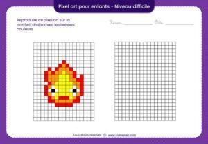 pixel art facile pour enfants-feu