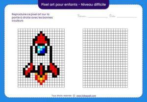 pixel art facile pour enfants-fusée