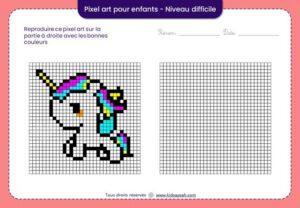 pixel art facile pour enfants-licorne