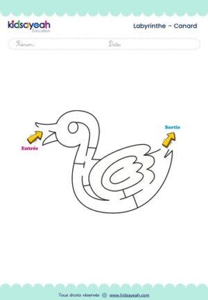 Labyrinthe canard pour enfants à télécharger