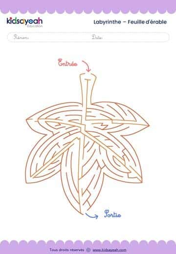 Labyrinthe feuille d'érable pour enfants