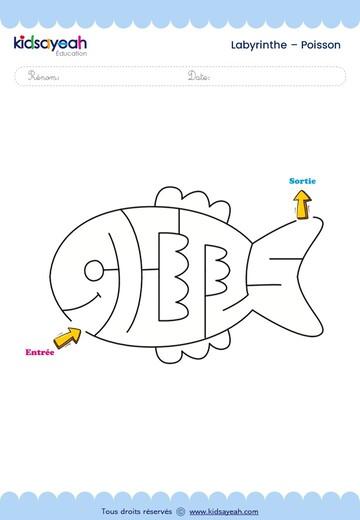 Labyrinthe poisson pour enfants à télécharger