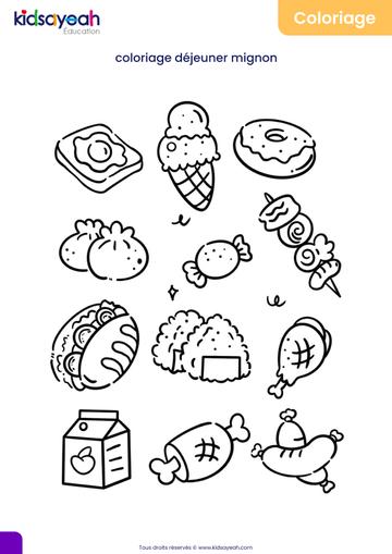 Coloriages de repas kawaii à imprimer