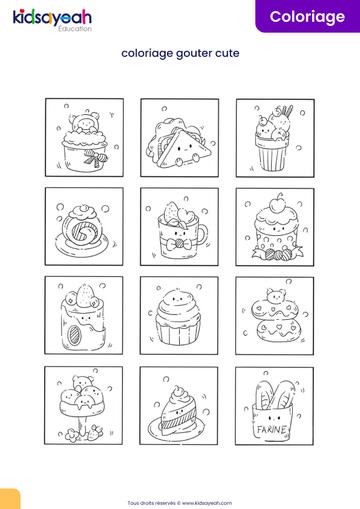 Coloriages de goûter kawaii à imprimer