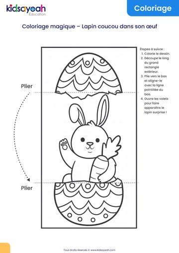 Coloriage magique – Lapin coucou dans son œuf-min