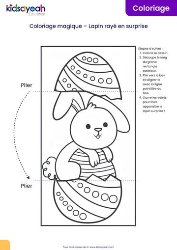 Coloriage magique – Lapin rayé en surprise-min