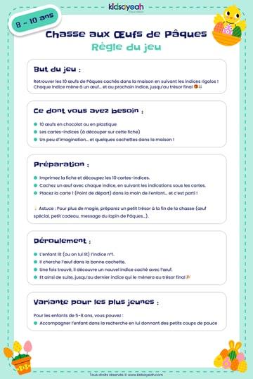 Chasse aux Œufs de Pâques - 8-10 ans