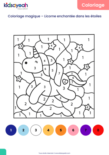 coloriage magique licorne à imprimer