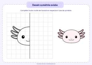 dessin symétrie axiale axolotl - activité de dessin symétrie axiale avec un axolotl à compléter