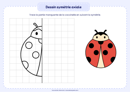 dessin symétrie axiale coccinelle - activité de dessin symétrie axiale avec une coccinelle à compléter