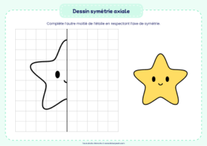 dessin symétrie axiale étoile - exercice de symétrie axiale enfant avec forme géométrique