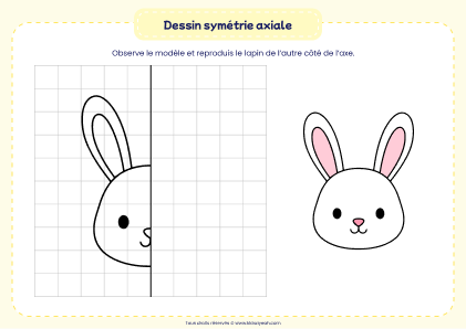 dessin symétrie axiale lapin - activité de dessin symétrie axiale avec un lapin à compléter