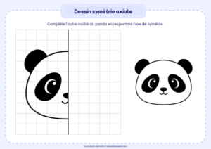 dessin symétrie axiale panda - activité de dessin symétrie axiale avec un panda à compléter