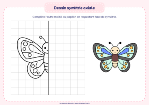 dessin symétrie axiale papillon - exercice de symétrie axiale enfant niveau maternelle