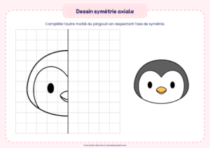 dessin symétrie axiale pingouin - activité de dessin symétrie axiale avec un pingouin à compléter