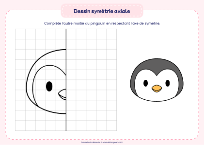 dessin symétrie axiale pingouin - activité de dessin symétrie axiale avec un pingouin à compléter