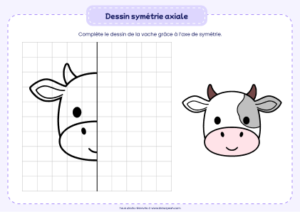 dessin symétrie axiale vache - activité de dessin symétrie axiale avec une vache à compléter