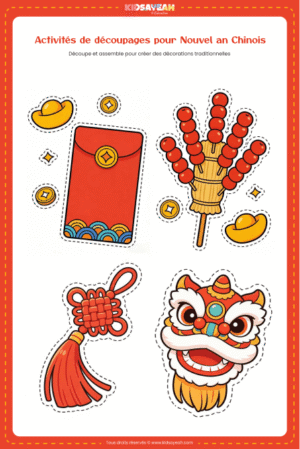 Fiche découpage Nouvel An chinois pour maternelle
