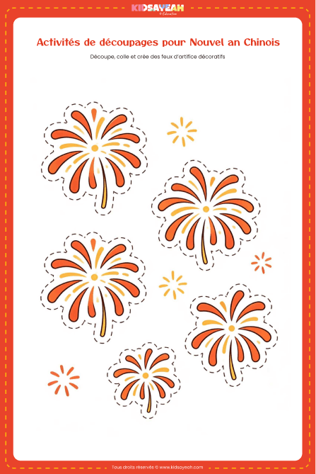 Activité découpage feux d'artifice enfant