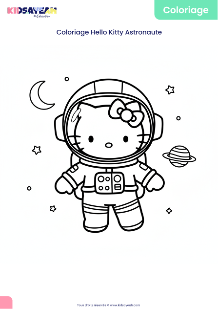 coloriage hello kitty astronaute - Dessin gratuit