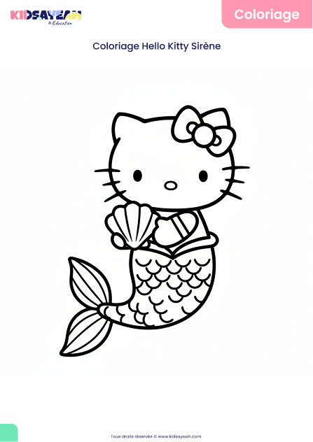 coloriage hello kitty sirène - nouveau dessin 2026