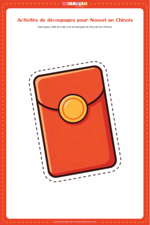 Découpage enveloppe rouge Nouvel An chinois pour enfants à imprimer