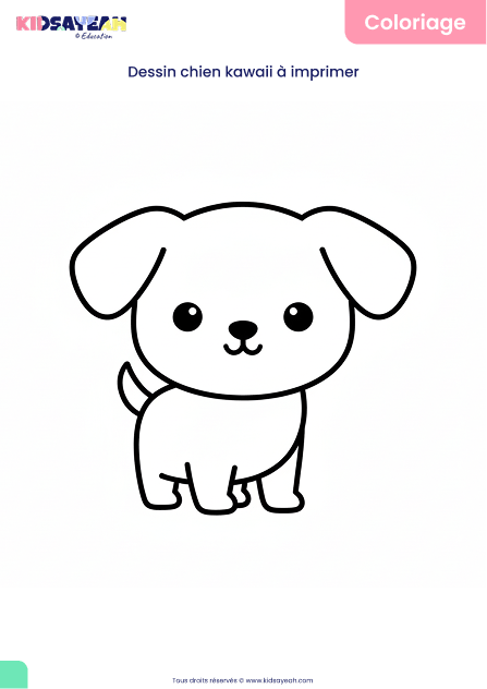 Dessin chien kawaii à imprimer