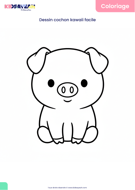 Dessin cochon kawaii facile