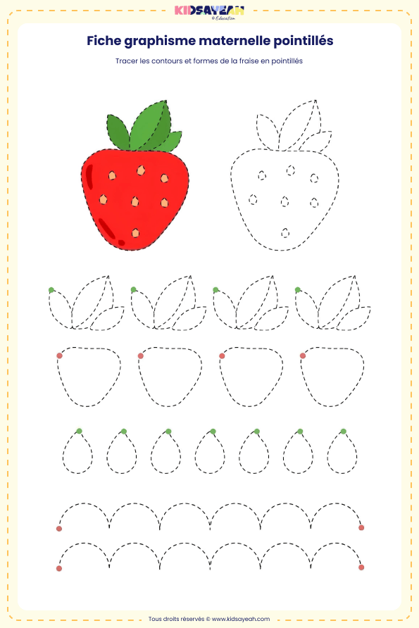 Fiche de graphisme maternelle en pointillés
