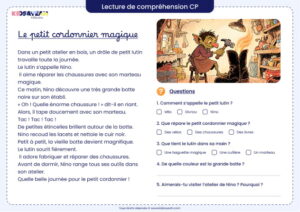 Exercice de lecture et compréhension CP