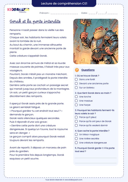 histoire à lire CE1 – Gorak et la porte interdite