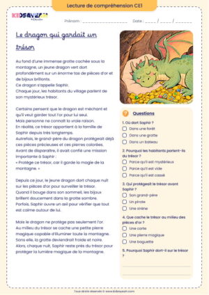 lecture fantastique CE1 – Le dragon qui gardait un trésor