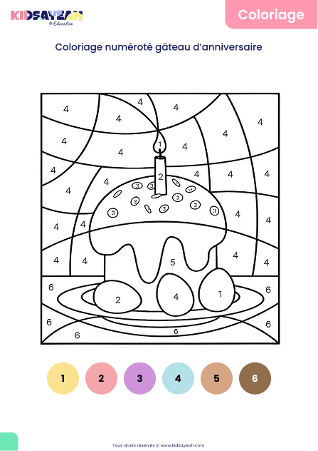 Coloriage numéroté gâteau d’anniversaire