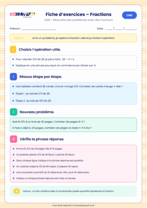 problèmes de fractions CM2 à imprimer
