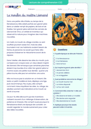 texte de lecture compréhension CE2 invention à imprimer