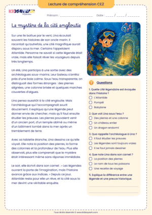 texte de lecture compréhension CE2 mystère à imprimer
