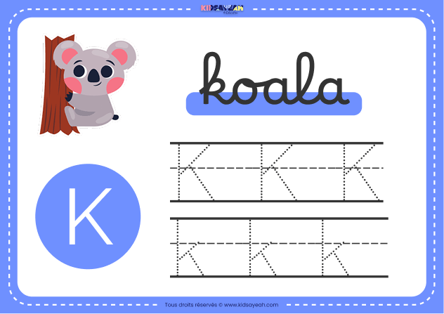 carte alphabet maternelle lettre K à imprimer