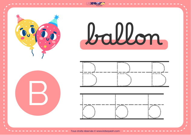 carte alphabet maternelle lettre B à imprimer