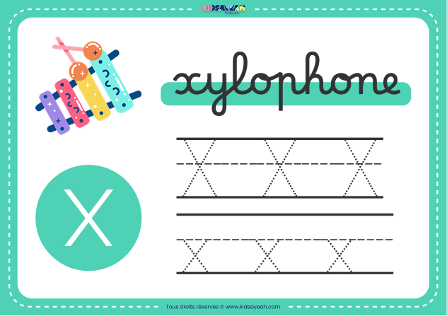 carte alphabet maternelle lettre X à imprimer